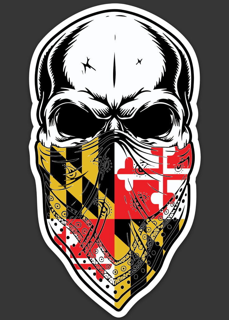 MD Flag Skull Decal (2.5" x 5)
