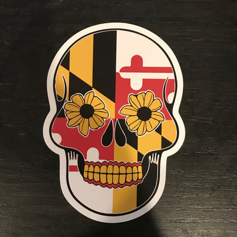 Maryland Flag Sugar Skull Decal (3" x 4.25") - MarylandFlagTheWorld