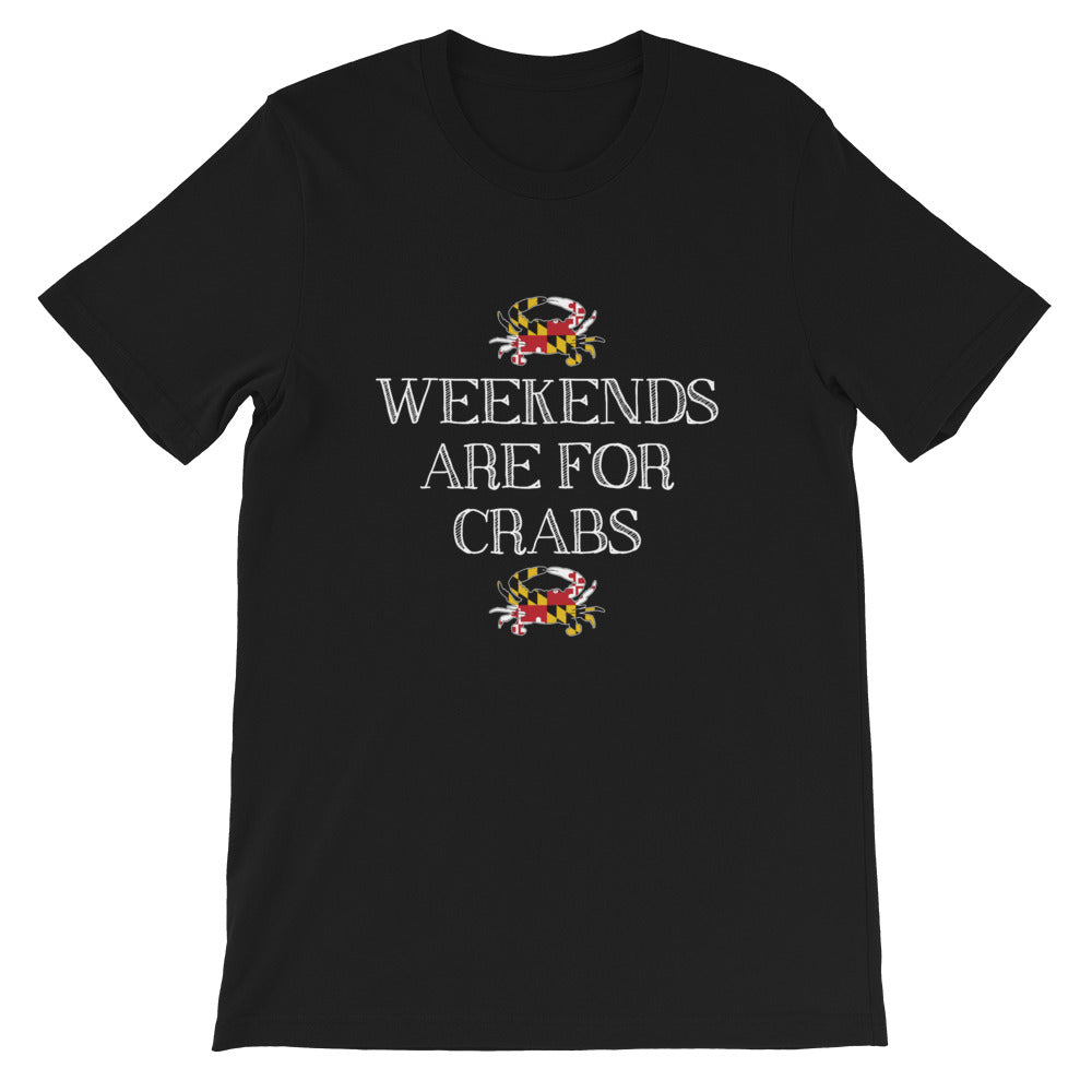 WEEKENDS ARE FOR CRABS Short-Sleeve Unisex T-Shirt - MarylandFlagTheWorld