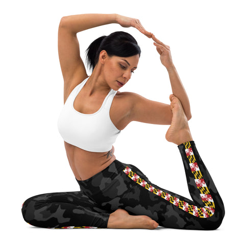 Black Camo Maryland Flag Yoga Leggings
