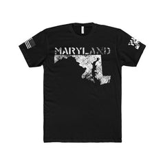 Men's/Unisex Distressed Maryland Premium Fit Crew T-Shirt - MarylandFlagTheWorld
