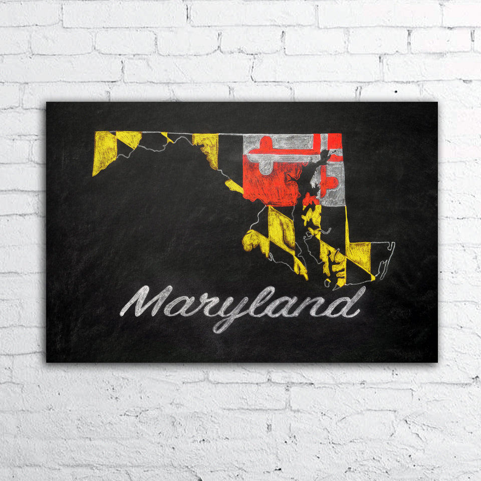 Maryland Chalkboard Print - MarylandFlagTheWorld