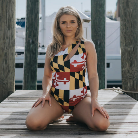 MD Flag One Shoulder Swimsuit - MarylandFlagTheWorld