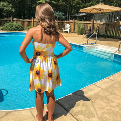 Black Eyed Susan Strapless Bra Top Dress - MarylandFlagTheWorld