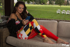 MD Flag Half Red Leggings (Multiple Styles Available) - MarylandFlagTheWorld