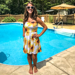 Black Eyed Susan Strapless Bra Top Dress - MarylandFlagTheWorld