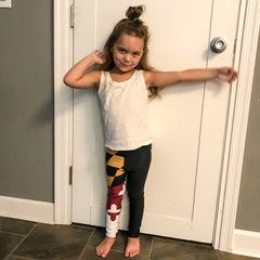 Half MD Flag Half Black Kid's leggings - MarylandFlagTheWorld
