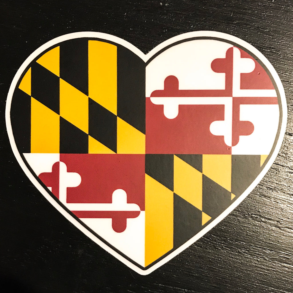 MD Flag Heart Decal (4" x 3.48") - MarylandFlagTheWorld