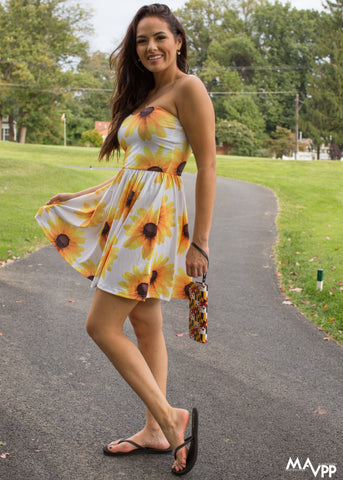 Black Eyed Susan Strapless Bra Top Dress - MarylandFlagTheWorld