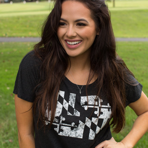 Women's Distressed Flag Fashion Shirt - MarylandFlagTheWorld