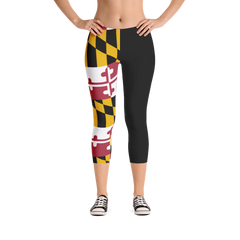 MD Flag Half Black Leggings (Multiple Styles Available) - MarylandFlagTheWorld