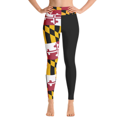 MD Flag Half Black Leggings (Multiple Styles Available) - MarylandFlagTheWorld