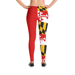 MD Flag Half Red Leggings (Multiple Styles Available) - MarylandFlagTheWorld
