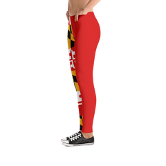 MD Flag Half Red Leggings (Multiple Styles Available) - MarylandFlagTheWorld