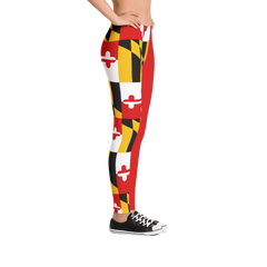 MD Flag Half Red Leggings (Multiple Styles Available) - MarylandFlagTheWorld