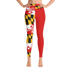 MD Flag Half Red Leggings (Multiple Styles Available) - MarylandFlagTheWorld