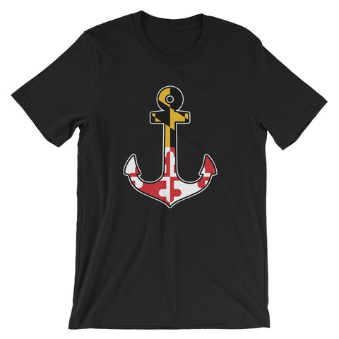 MD Flag Anchor Short-Sleeve T-Shirt (More Colors Available) - MarylandFlagTheWorld
