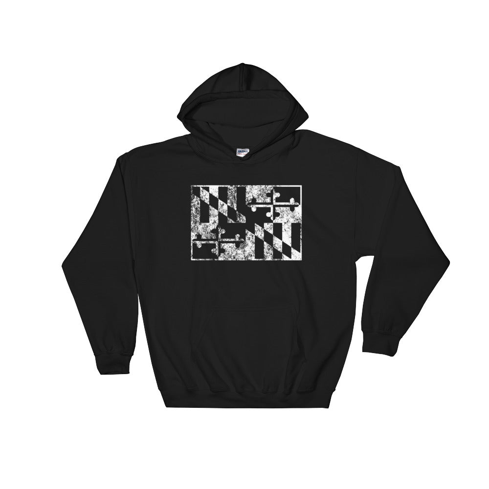 Grunge MD Flag Pullover Hoodie - MarylandFlagTheWorld