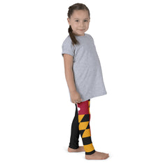 Half MD Flag Half Black Kid's leggings - MarylandFlagTheWorld