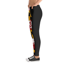 MD Flag Half Black Leggings (Multiple Styles Available) - MarylandFlagTheWorld