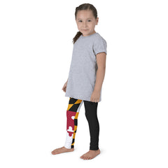 Half MD Flag Half Black Kid's leggings - MarylandFlagTheWorld
