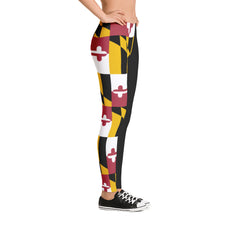 MD Flag Half Black Leggings (Multiple Styles Available) - MarylandFlagTheWorld