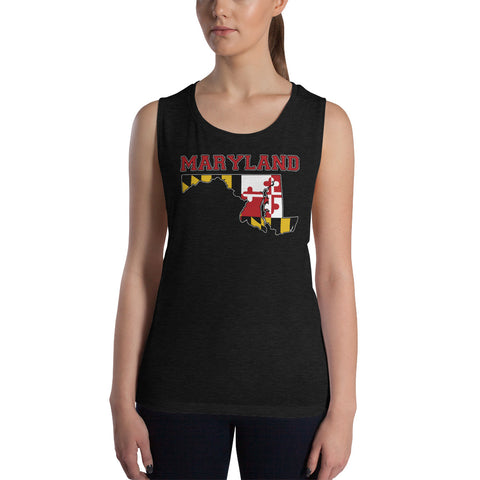 MARYLAND State Shape Ladies’ Muscle Tank - MarylandFlagTheWorld