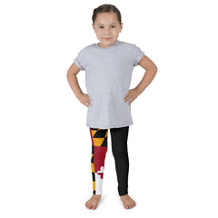 Half MD Flag Half Black Kid's leggings - MarylandFlagTheWorld
