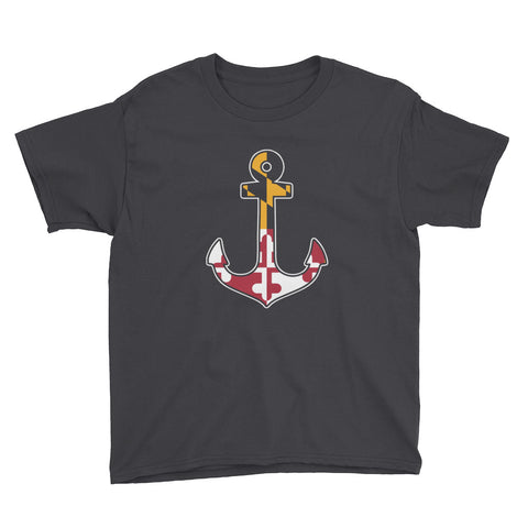 MD Flag Anchor Kids Short Sleeve T-Shirt - MarylandFlagTheWorld