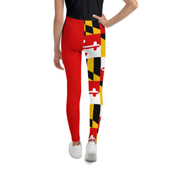 Maryland Flag Kids Leggings with Red Leg