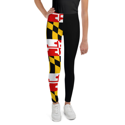 Maryland Flag Kids Leggings with Black Leg