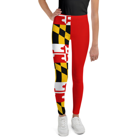 Maryland Flag Kids Leggings with Red Leg
